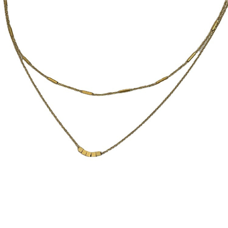 Collares de clavícula de doble capa de acero de titanio al por mayor